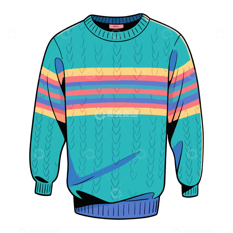源文件下载【趣麦麦图】时尚条纹毛衣插画设计素材