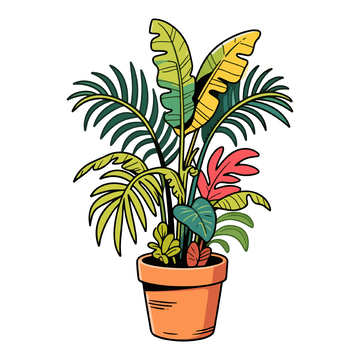 卡通盆栽植物插画设计素材