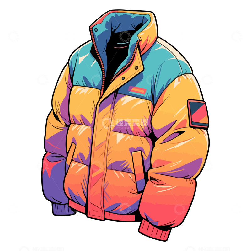 源文件下载【趣麦麦图】彩色羽绒服插画设计素材