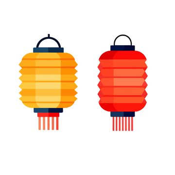 扁平风中国灯笼节日装饰矢量图