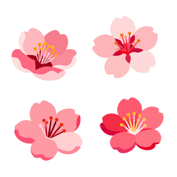 卡通樱花图案插画元素