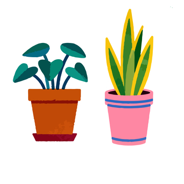 卡通植物盆栽图案插画