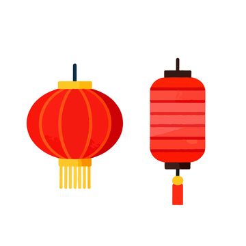 卡通风格红色灯笼插画元素
