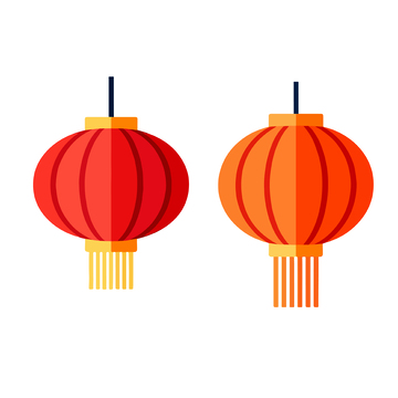 扁平化中国红灯笼插画元素