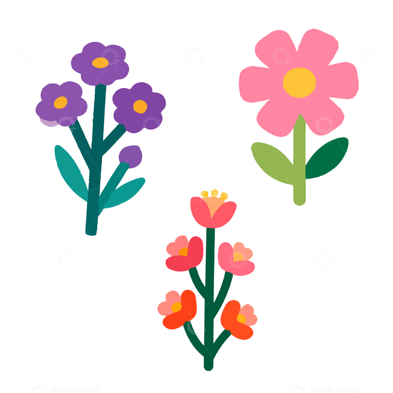 源文件下载【趣麦麦图】卡通花朵图案设计元素