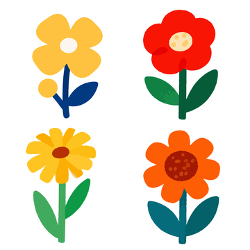 扁平插画花朵图案设计元素