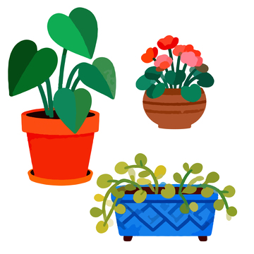 卡通盆栽插画矢量素材