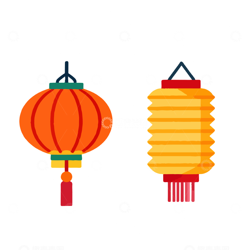 源文件下载【趣麦麦图】扁平化节日灯笼矢量素材