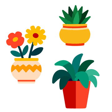 卡通风格盆栽装饰图案