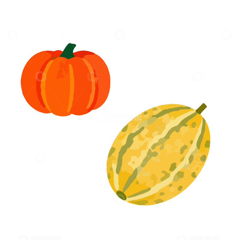 源文件下载【趣麦麦图】-卡通风南瓜甜瓜插画设计素材