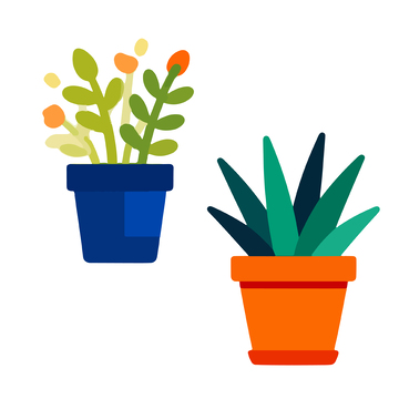 卡通风盆栽植物矢量图