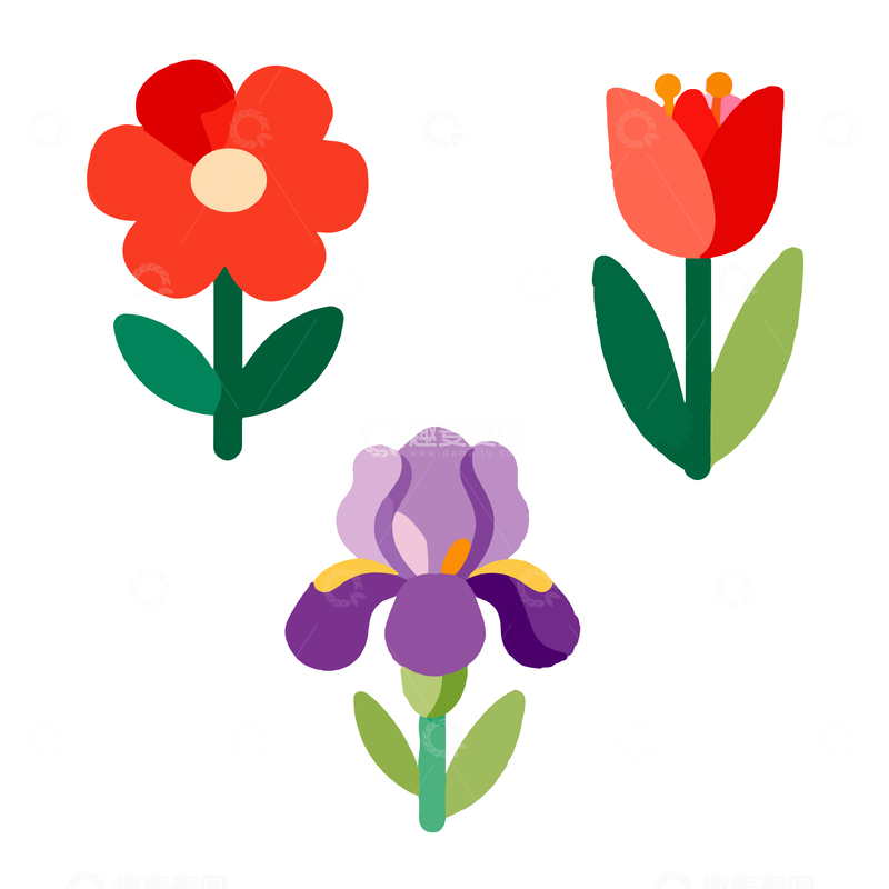 源文件下载【趣麦麦图】卡通风花朵矢量图设计素材