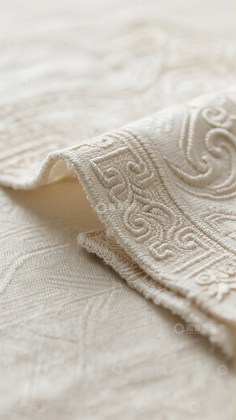 高清大图下载【趣麦麦图】米白色织物纹理特写图