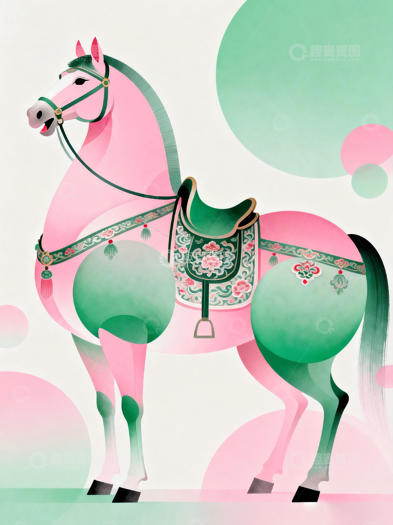 高清大图下载【趣麦麦图】唐马柔美色块抽象插画 (2)