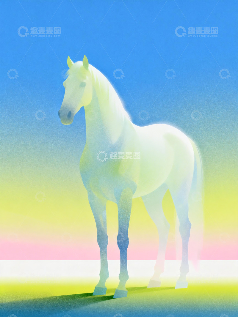 高清大图下载【趣麦麦图】骏马极简实验性平面插画 (1)