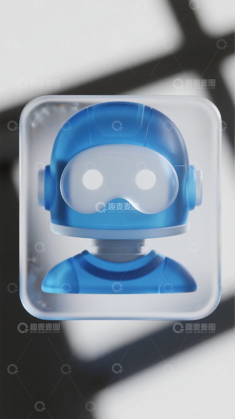 高清大图下载【趣麦麦图】蓝色机器人玩具摆件