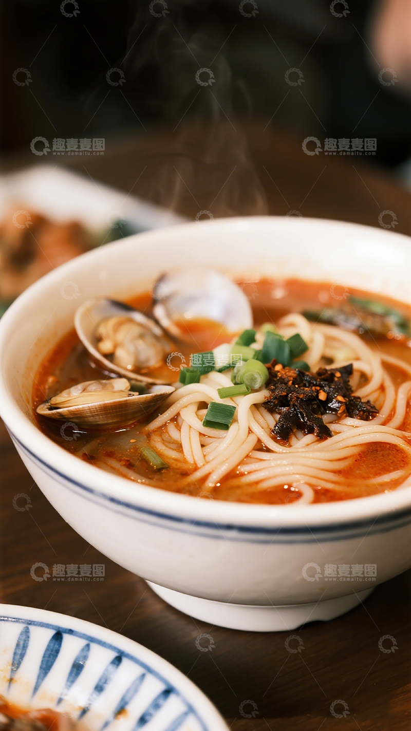 高清大图下载【趣麦麦图】热气腾腾海鲜面美食摄影