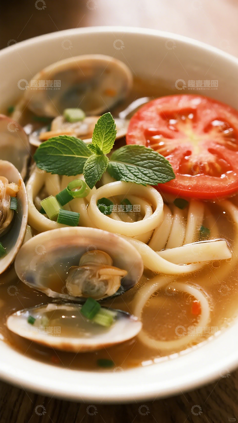 高清大图下载【趣麦麦图】海鲜乌冬面美味汤品