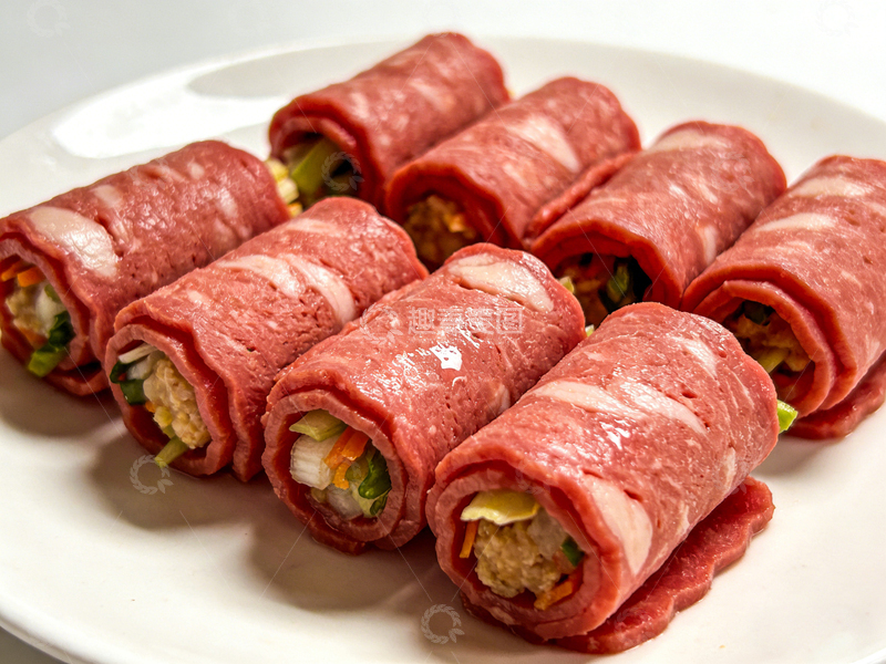 高清大图下载【趣麦麦图】培根卷菜美食