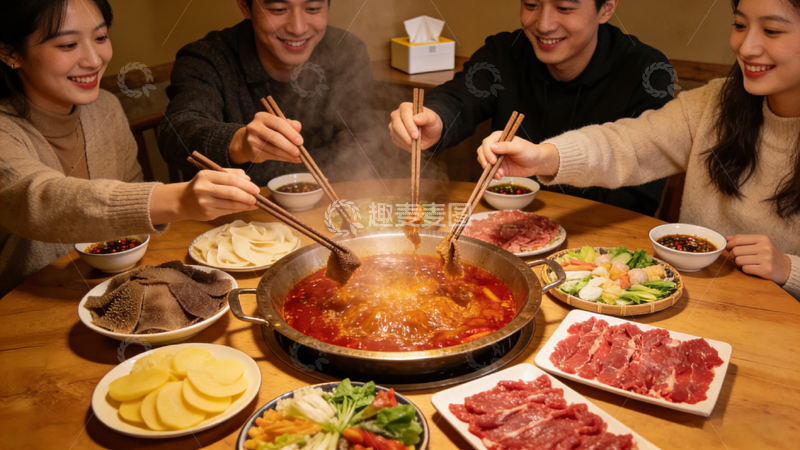高清大图下载【趣麦麦图】涮火锅聚餐照