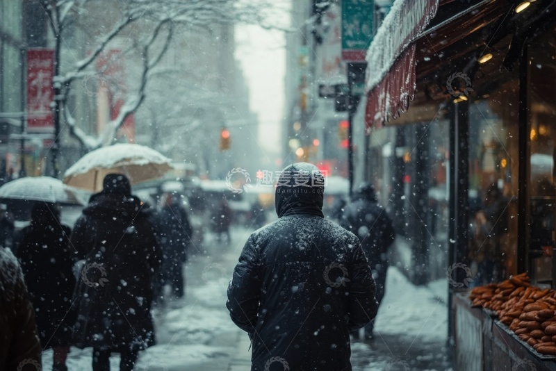高清大图下载【趣麦麦图】冬季行走在大街上的人群