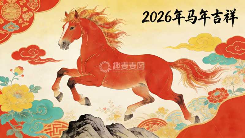 高清大图下载【趣麦麦图】马年吉祥装饰画