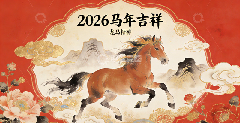 高清大图下载【趣麦麦图】2026马年吉祥龙马精神