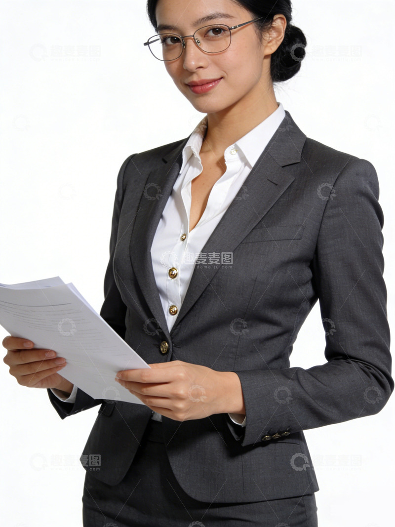 高清大图下载【趣麦麦图】职业女性手持文件形象照