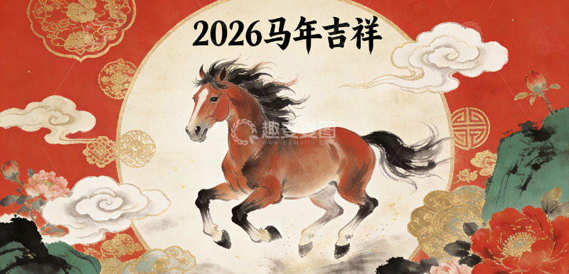 高清大图下载【趣麦麦图】2026马年吉祥画