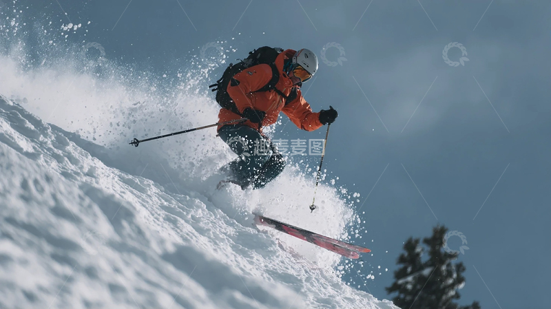 高清大图下载【趣麦麦图】极限滑雪者的极速冲刺
