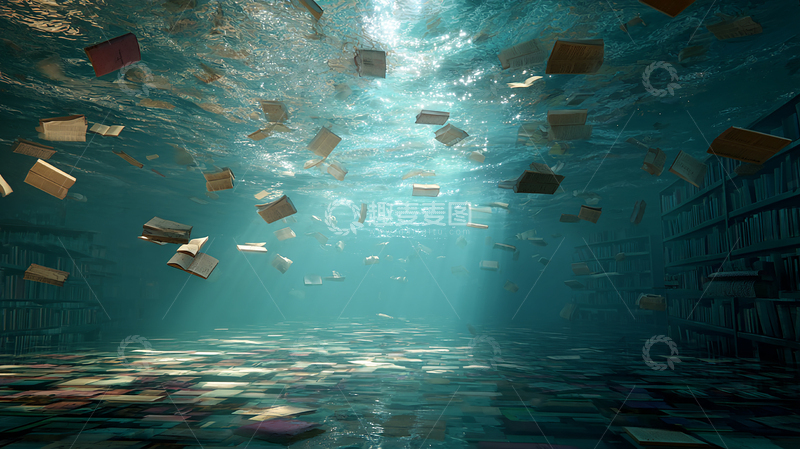 高清大图下载【趣麦麦图】水下书海的奇幻旅程