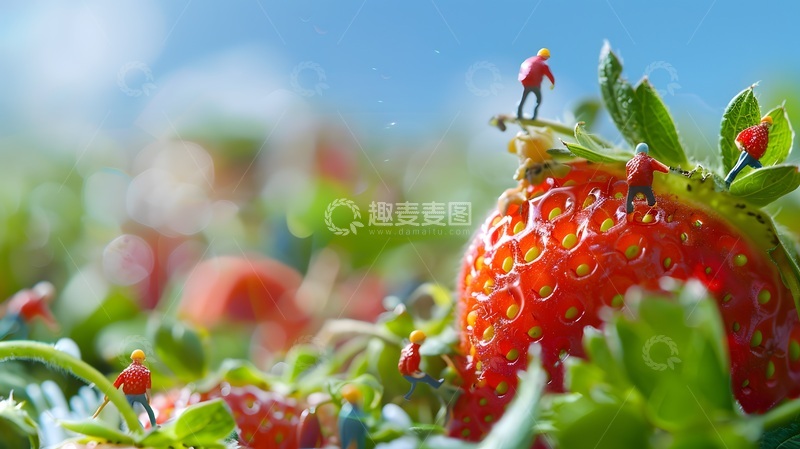 高清大图下载【趣麦麦图】微缩摄影草莓园创意场景
