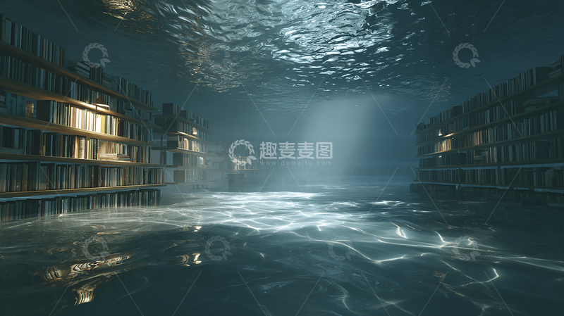 高清大图下载【趣麦麦图】水下图书馆的奇幻世界