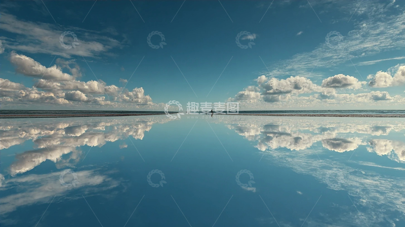 高清大图下载【趣麦麦图】天空倒映海面如镜幻境