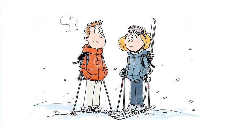 高清大图下载【趣麦麦图】雪地对话的温馨瞬间