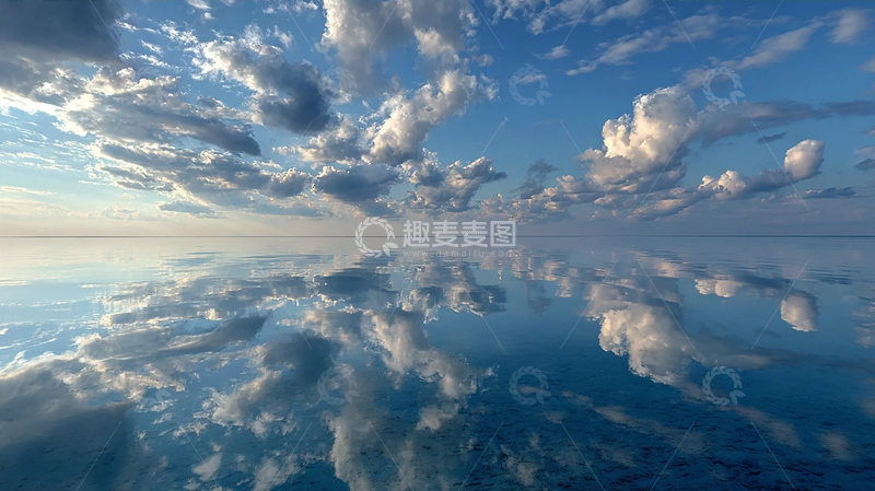 高清大图下载【趣麦麦图】天空之镜：云与水的奇幻交融
