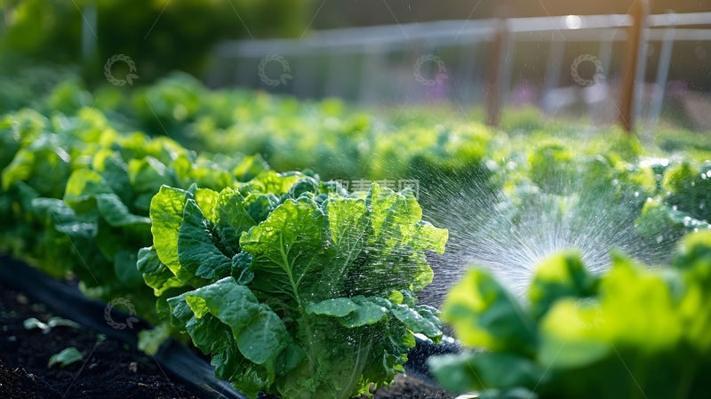 高清大图下载【趣麦麦图】田园风光灌溉蔬菜摄影图