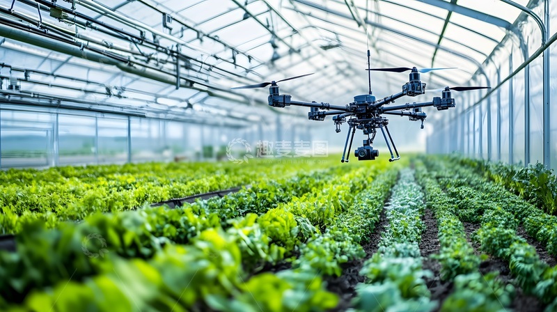 高清大图下载【趣麦麦图】科技农业无人机温室种植