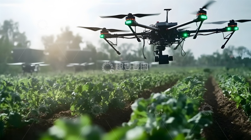 高清大图下载【趣麦麦图】科技农业无人机农田作业场景