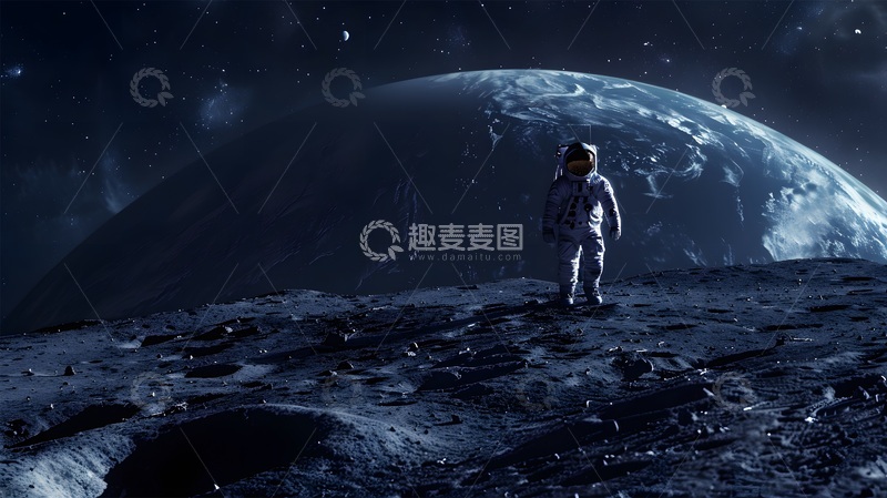 高清大图下载【趣麦麦图】太空宇航员月球探险