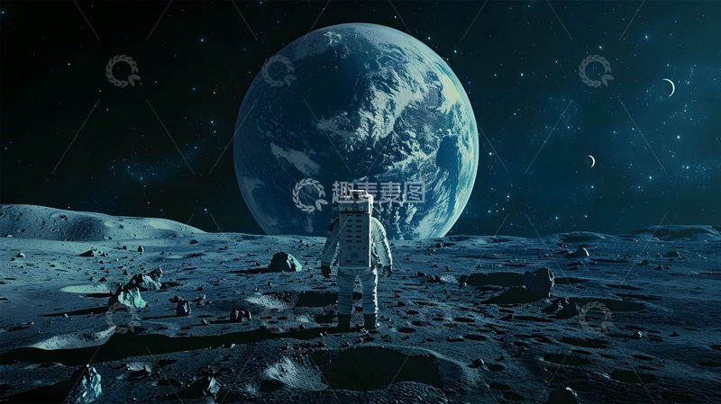 高清大图下载【趣麦麦图】月球探险科幻场景数字绘画