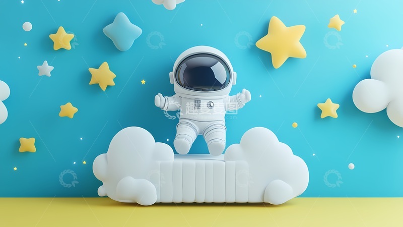 高清大图下载【趣麦麦图】卡通宇航员创意背景设计