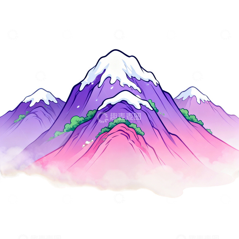高清大图下载【趣麦麦图】梦幻彩色山峦艺术插画