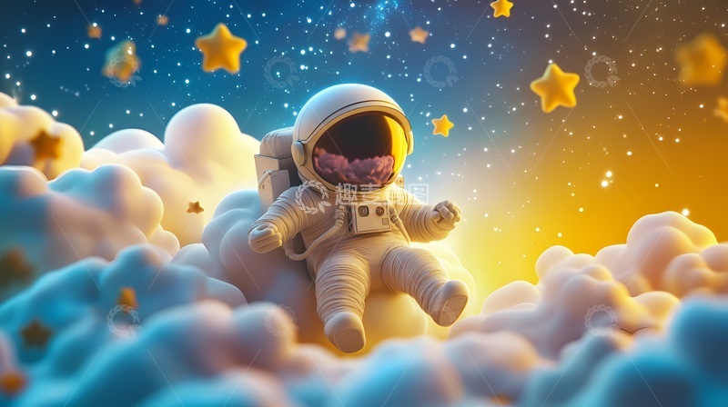 高清大图下载【趣麦麦图】梦幻宇航员星空创意插画