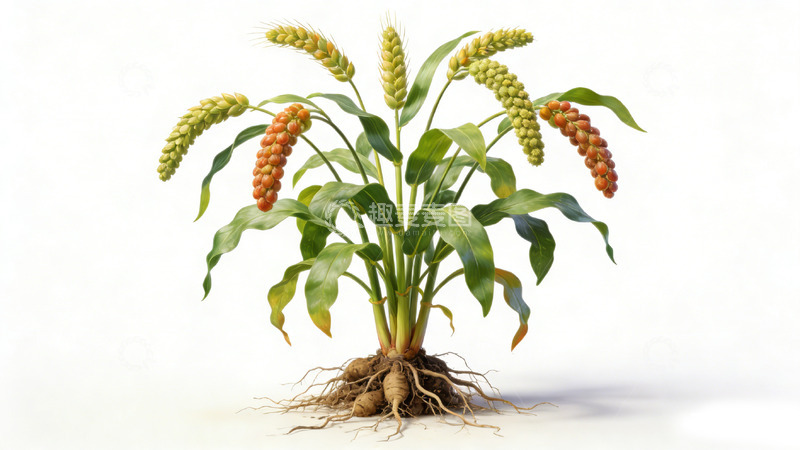 高清大图下载【趣麦麦图】高粱植物插画素材