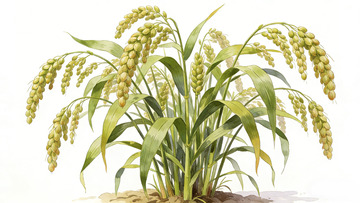 手绘小米植物插图