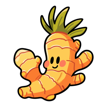 可爱卡通拟人化姜黄插画