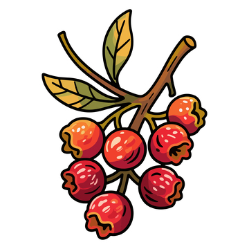 彩色卡通树枝果实插画