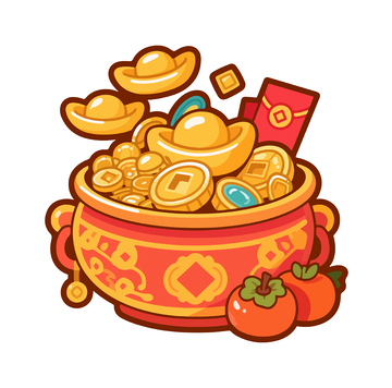 喜庆金元宝满碗插画