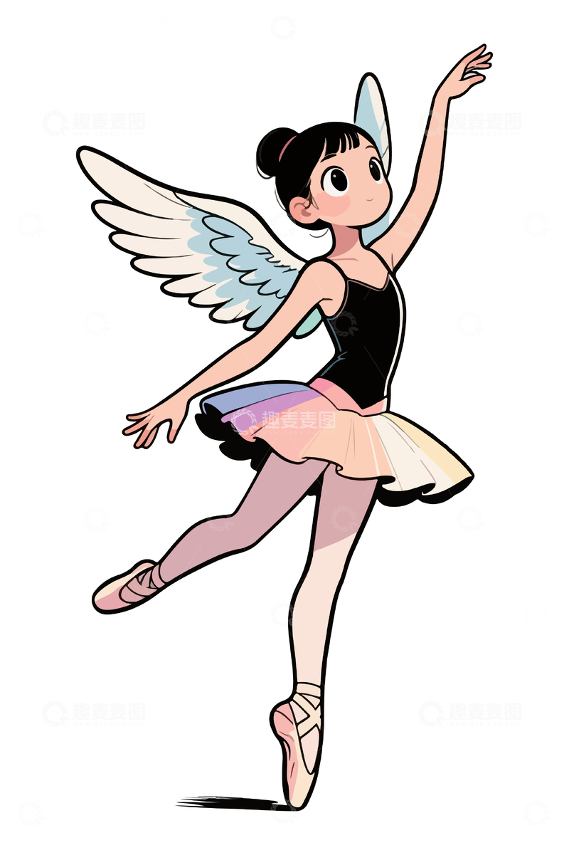 源文件下载【趣麦麦图】卡通仙女芭蕾舞者插画